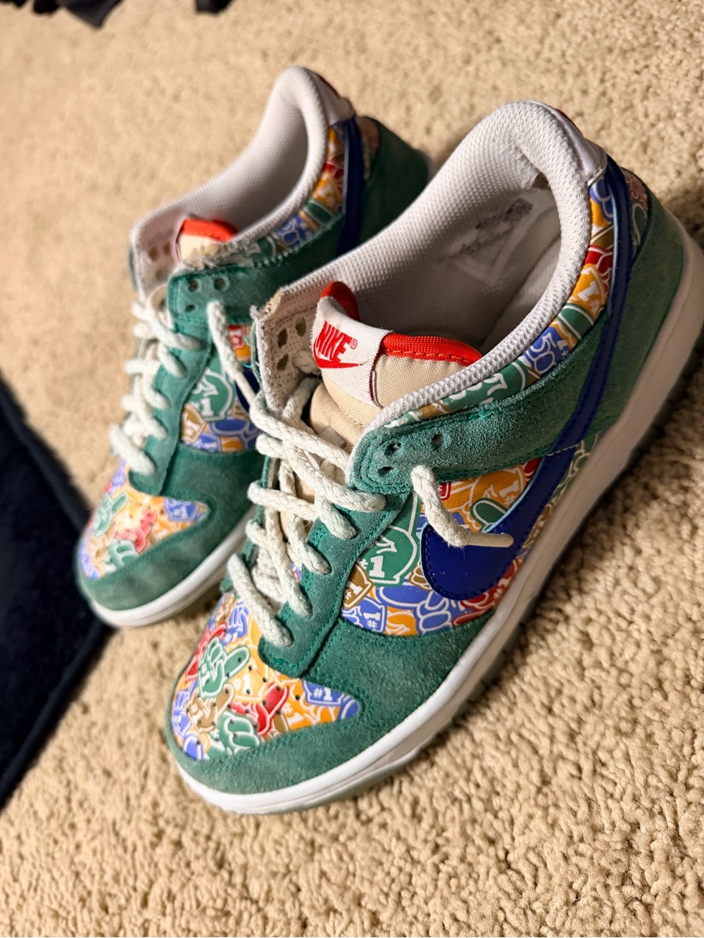 Jordan Kids Green Multicolor Pattern Low-Top Sneakers